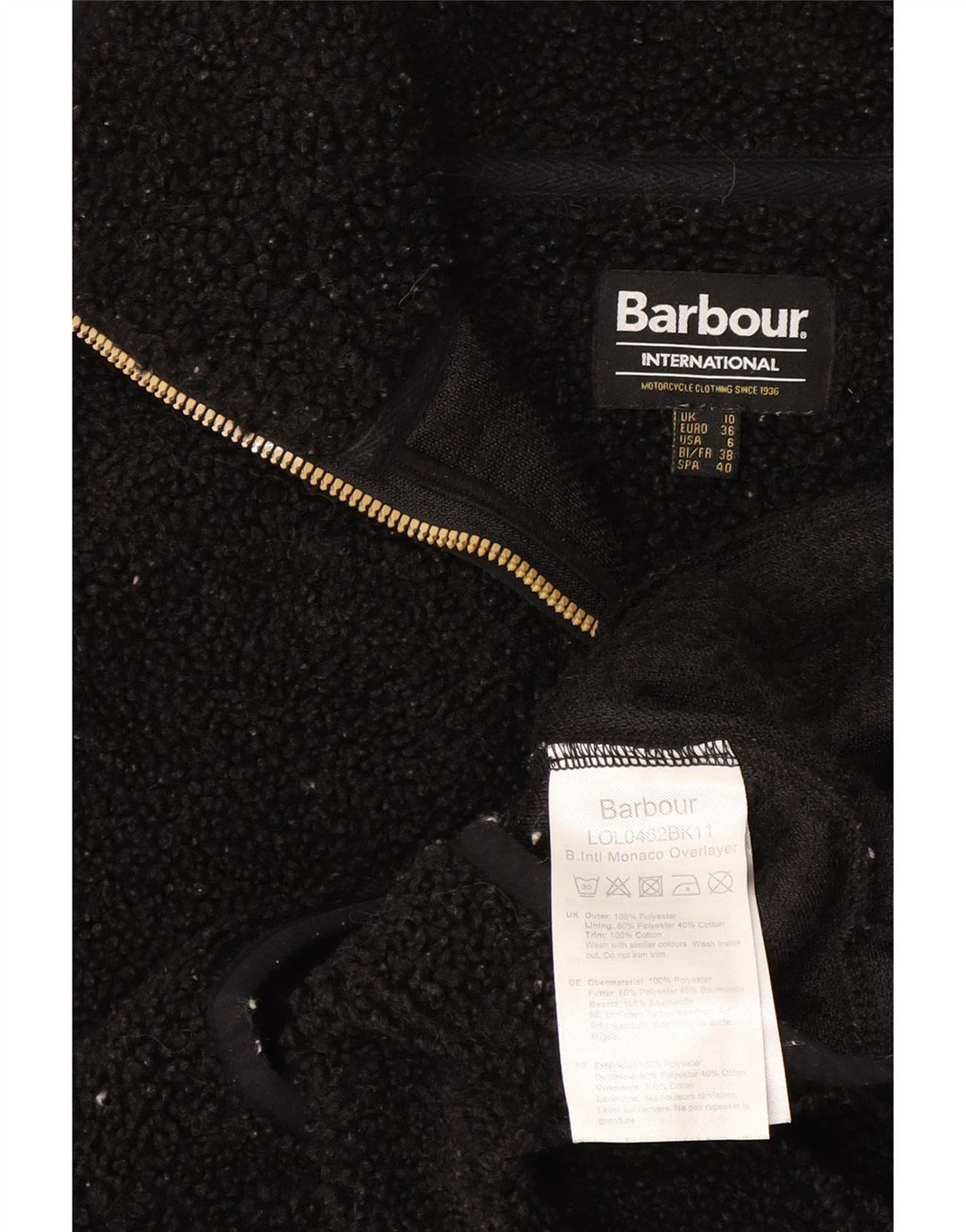 Barbour Dame Oversized Fleecejakke UK 10 Lille Sort Polyester