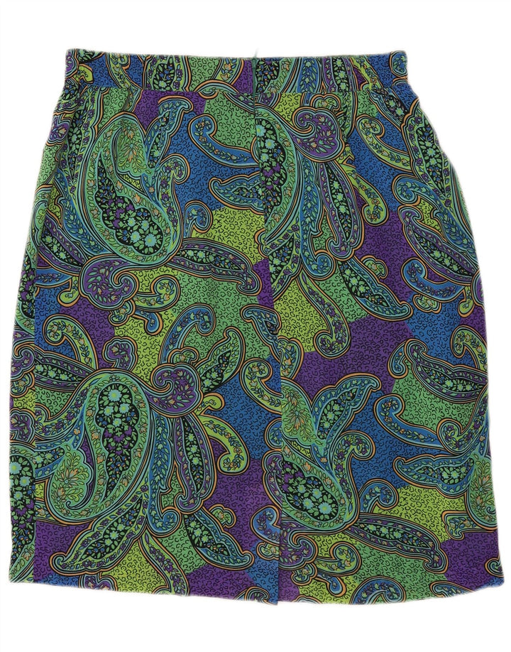 Vintage kvinders blyantnederdel IT 44 Medium W34 Grøn Paisley Polyester