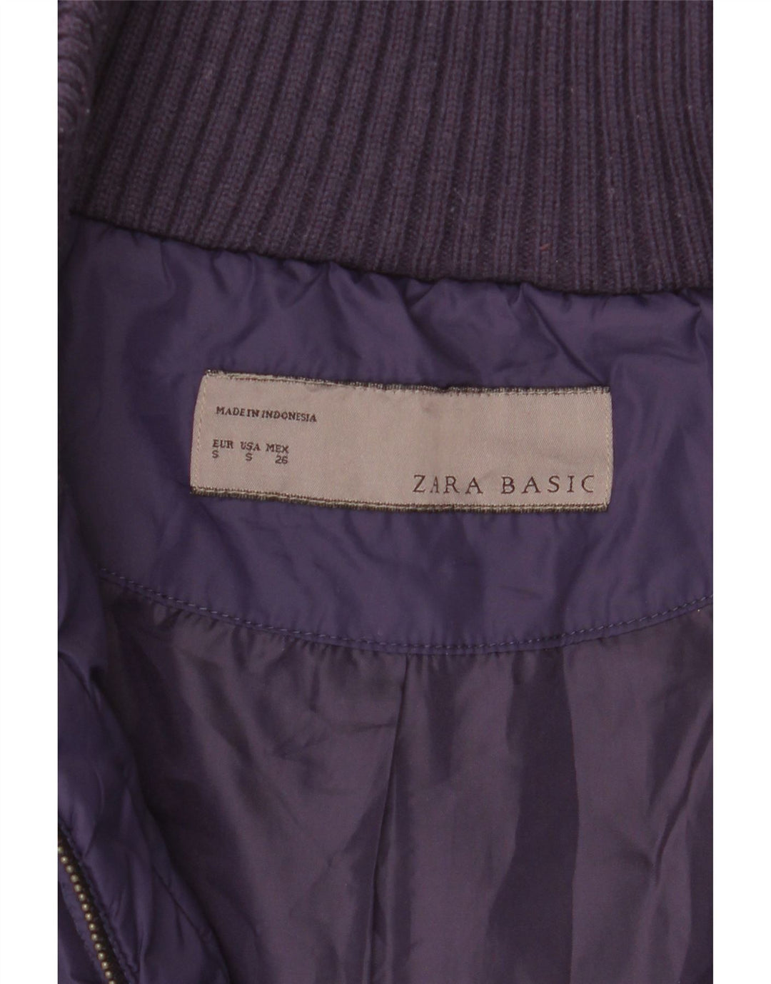 Zara Dame Polstret Jakke UK 10 Lille Lilla