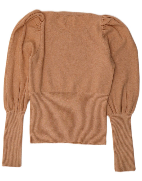 Zara Womens Crew Neck Jumper Sweater UK 10 Small Beige Viscose