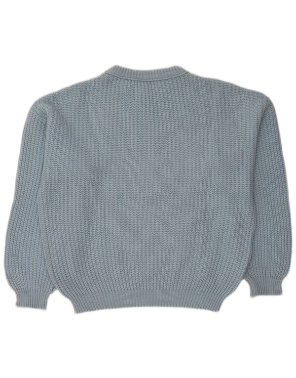 STEFANEL Dame Oversized Crew Neck Jumper Sweater UK 16 Large Blue Wool