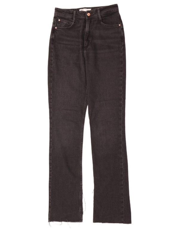 Zara Dame High Waist Bootcut Jeans EU 38 Small W28 L34 Black Bomuld