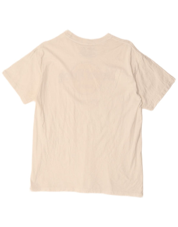 HARD ROCK CAFE Dame Grafisk T-Shirt Top UK 14 Medium Hvid Bomuld