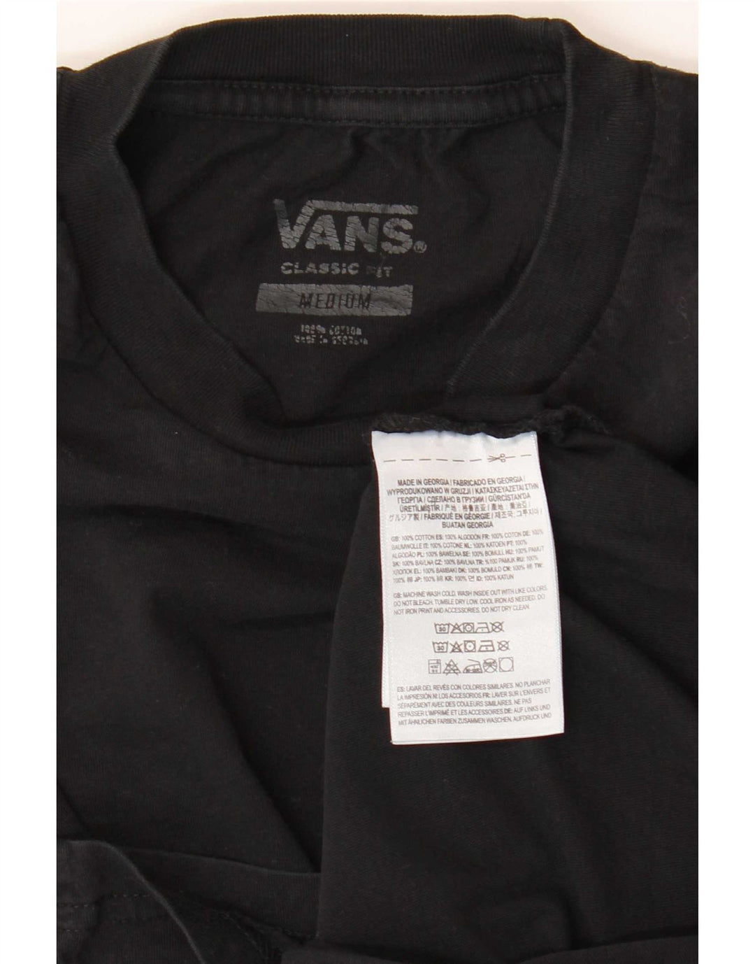 Vans Herre Classic Fit T-Shirt Top Medium Sort Bomuld
