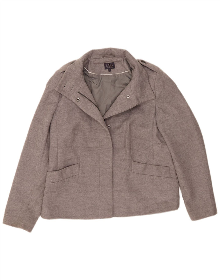 Marks & Spencer Dame Kort Military Blazer Jacket UK 12 Medium Grey