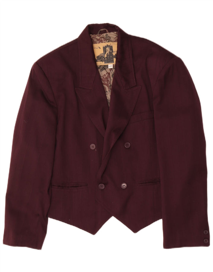 Vintage Dame Dobbeltradet Blazer Jacket IT 46 Large Burgundy Polyester