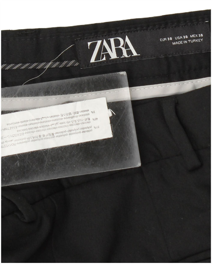 Zara Herre Slim Chino Bukser EU 38 Small W30 L32 Sort Polyester
