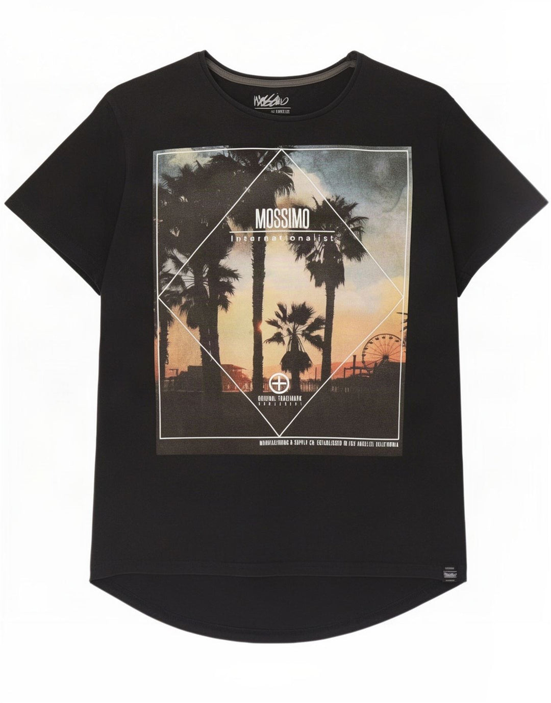 Mossimo Herre Los Angeles Grafisk T-Shirt Top Medium Sort Bomuld