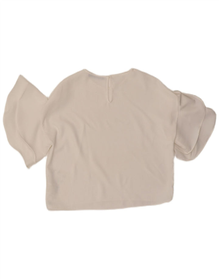 Zara Dame Batwing Oversized Bluse Top UK 10 Small White Polyester