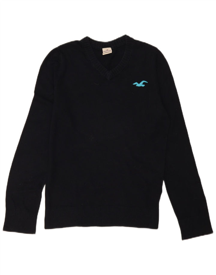 Hollister Herre V-hals sweater Medium marineblå bomuld