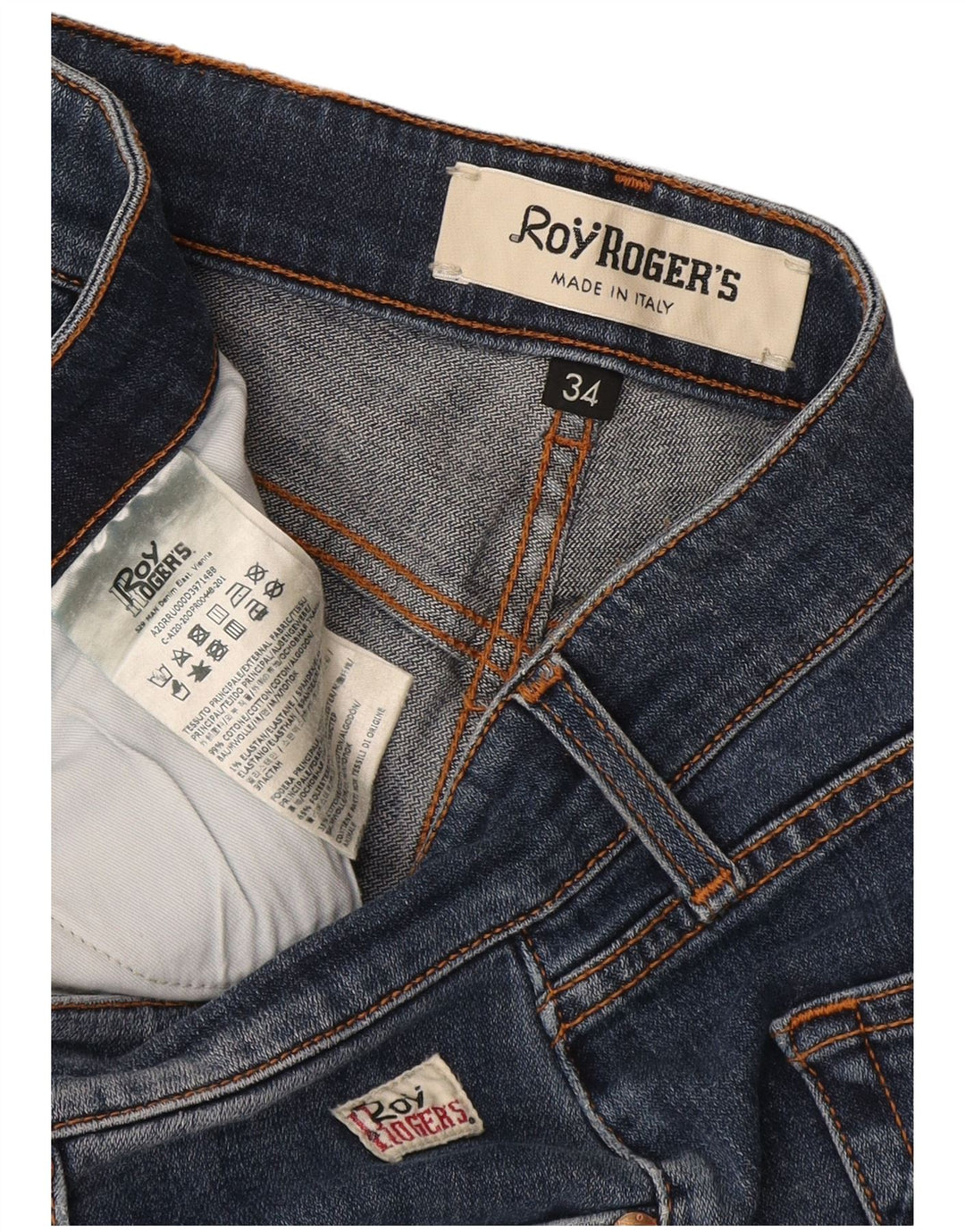 Roy Rogers Herre Distressed Slim Jeans W34 L29 Blå Bomuld