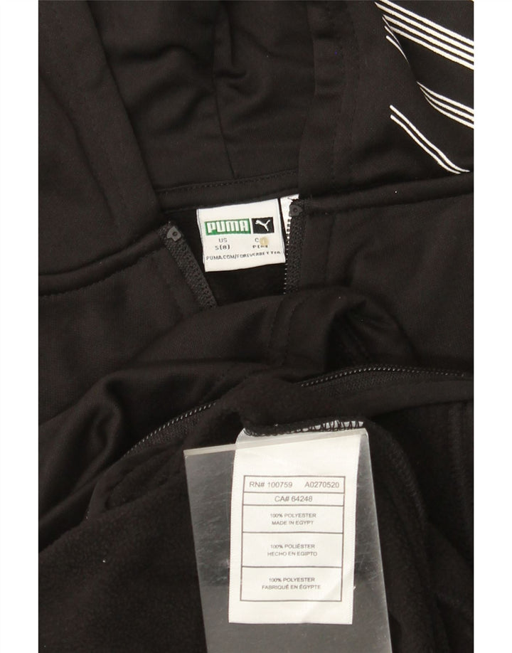 PUMA piger grafisk hættetrøje med lynlås 7-8 år Lille sort polyester