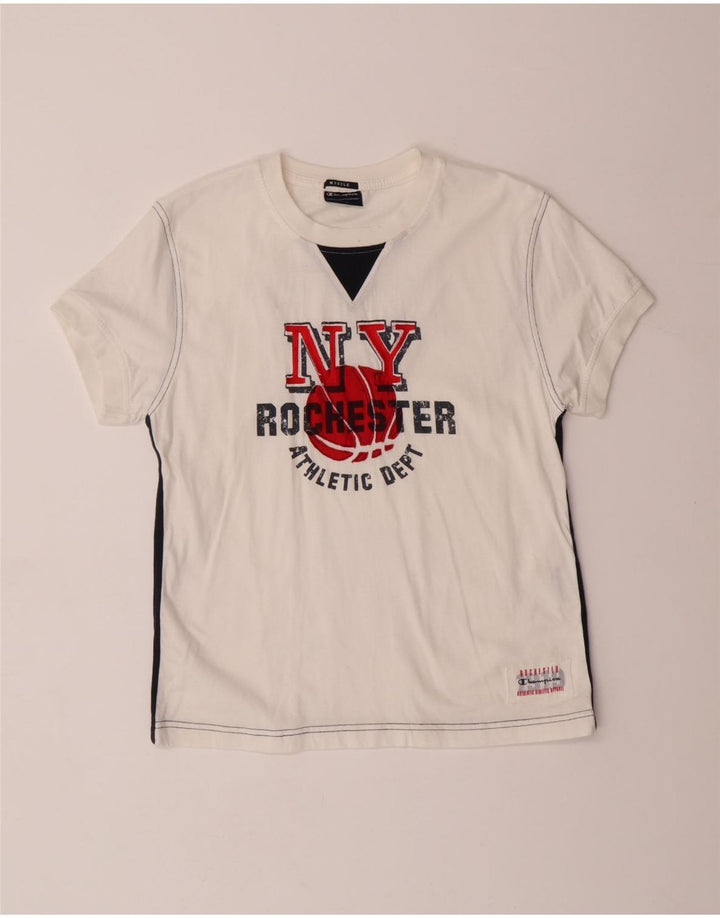 CHAMPION Mens Muscle Graphic T-Shirt Top Small White Cotton