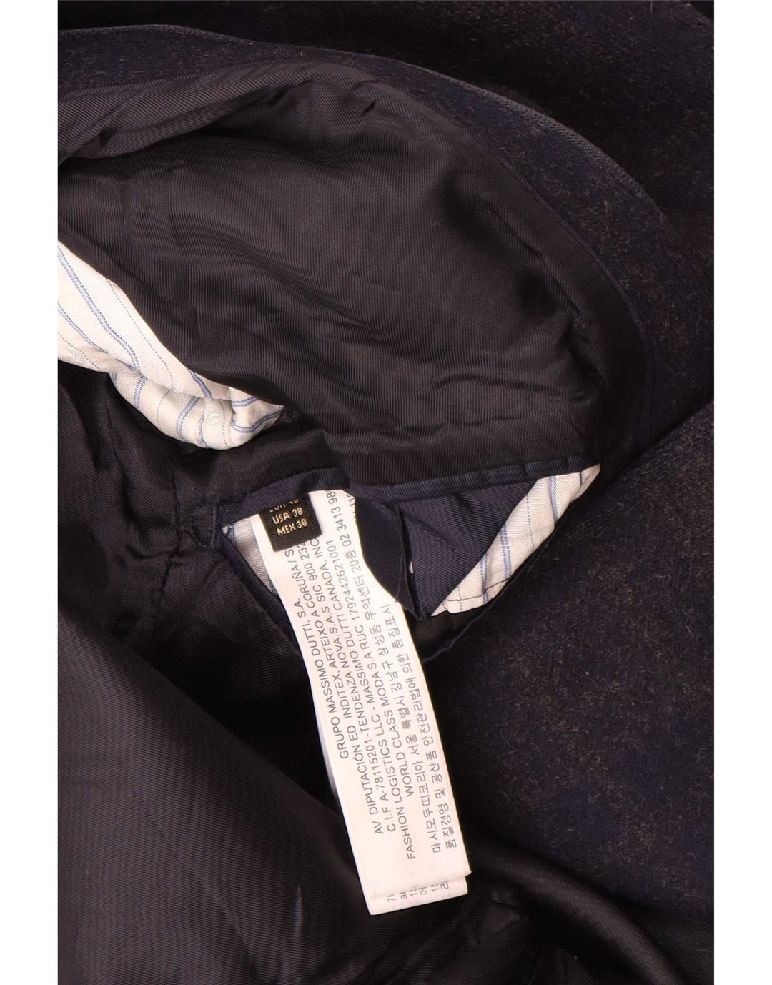 Massimo Dutti Herre Overfrakke EU 48 Medium Navy Blue Ternet Uld
