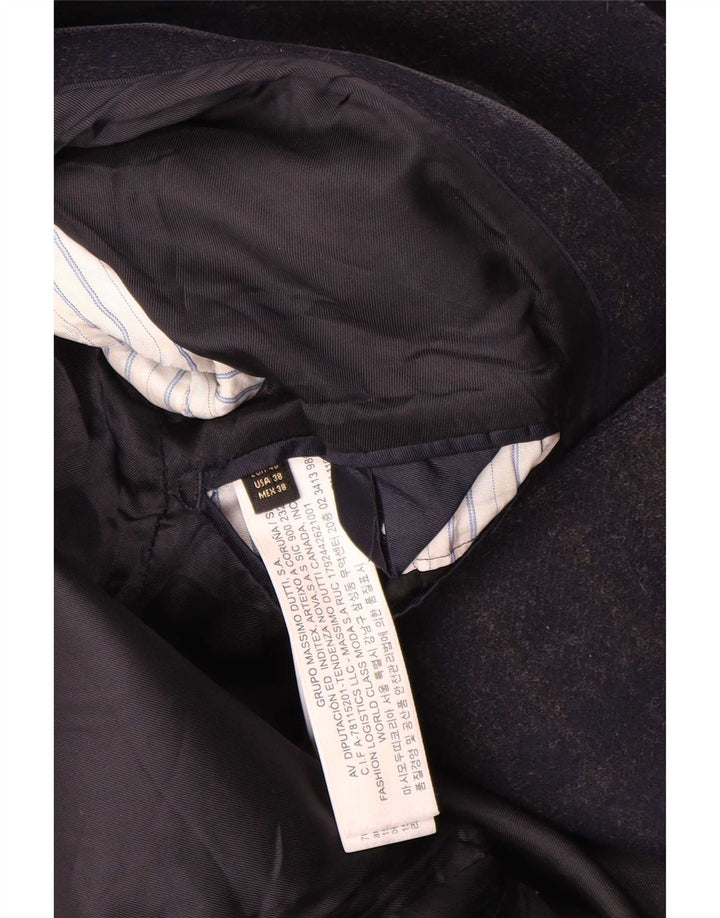 Massimo Dutti Herre Overfrakke EU 48 Medium Navy Blue Ternet Uld