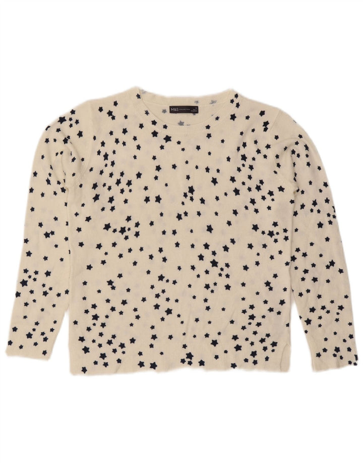 Marks & Spencer Dame Boat Neck Jumper Sweater UK 10 Small White