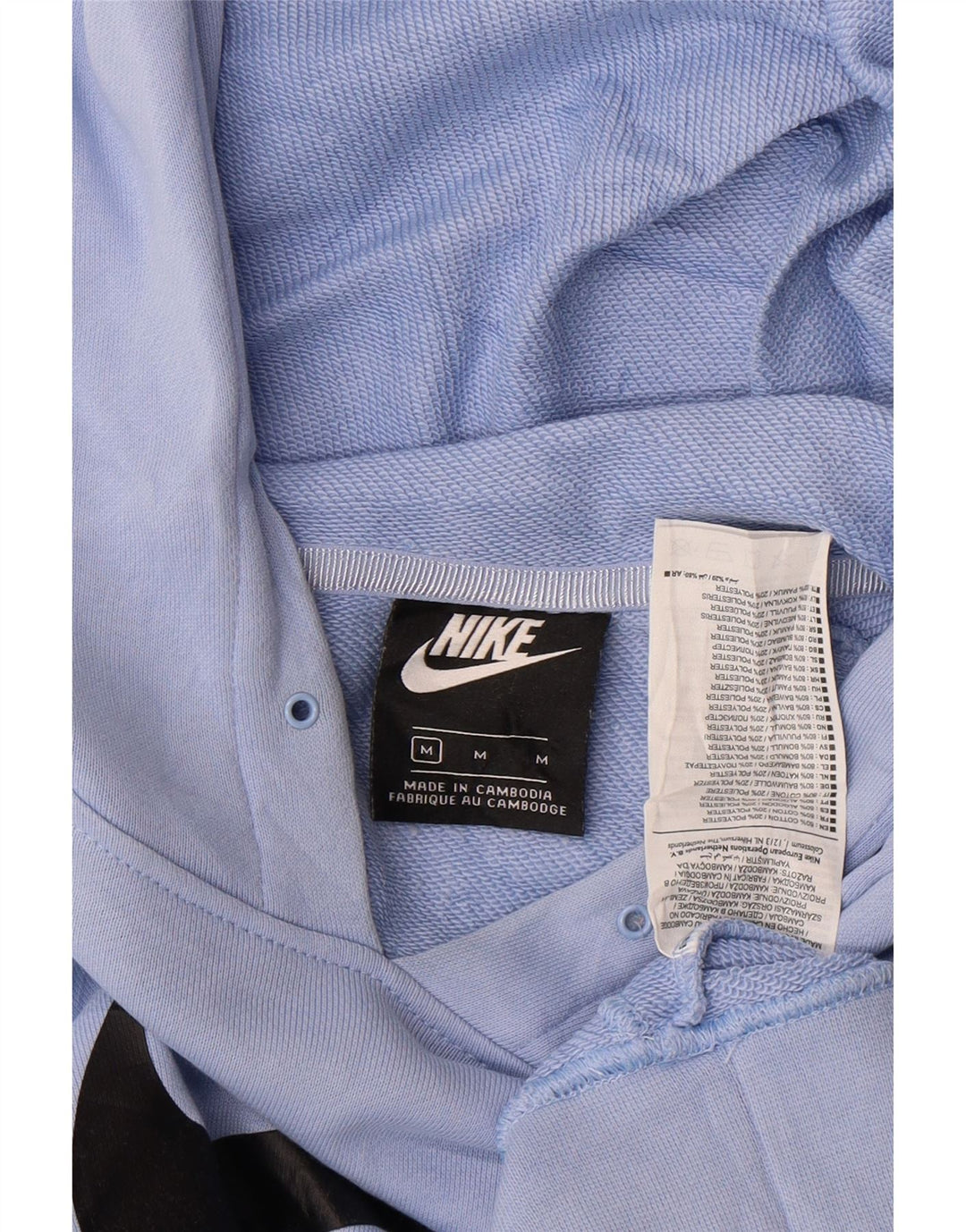 Nike Dame Crop Graphic Hoodie Jumper UK 14 Medium Blue Bomuld