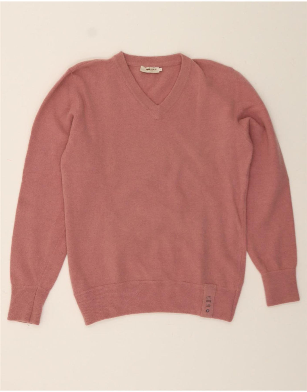 GAS Womens V-Neck Jumper Sweater UK 16 Large Pink Wool Vintage Gas and Second-Hand Gas from Messina Hembry 
