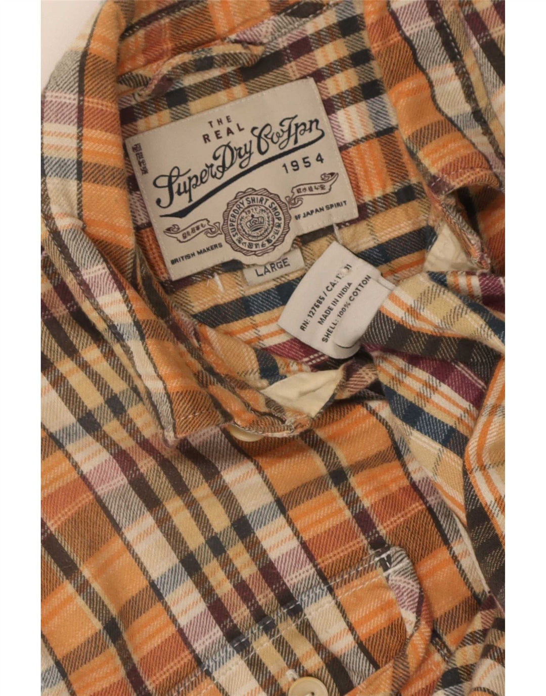 Superdry Flanelskjorte til mænd Stor flerfarvet ternet bomuld