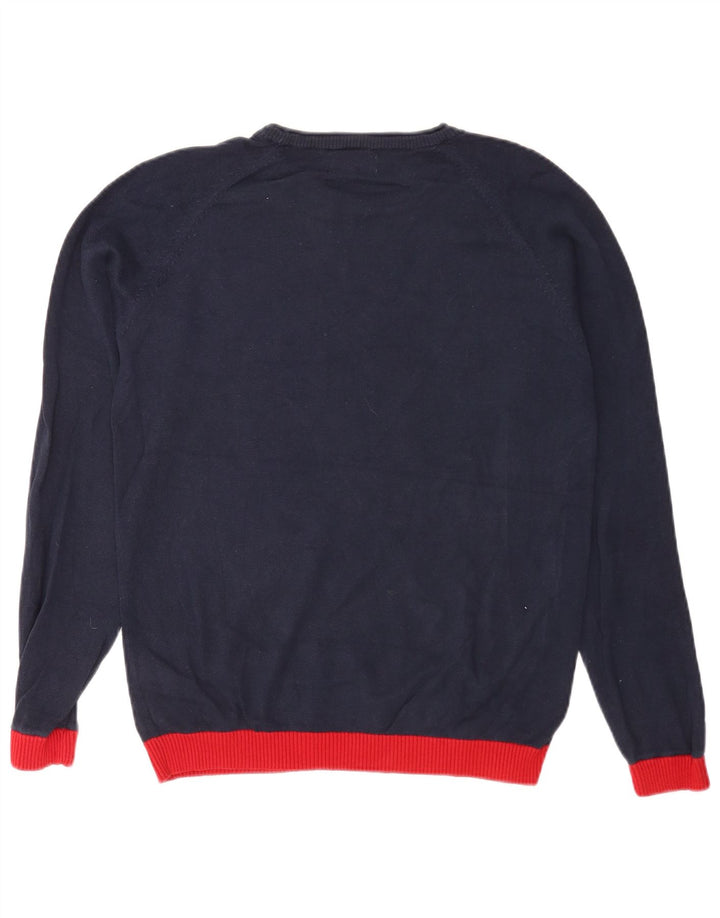 Jack & Jones Herre sweater med rund hals, stor marineblå farveblok