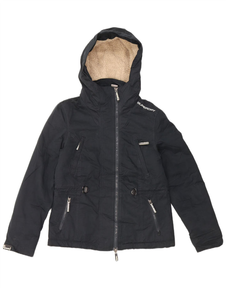 SUPERDRY Grafisk Windbreaker-jakke til kvinder UK 14 Medium Navy Blue