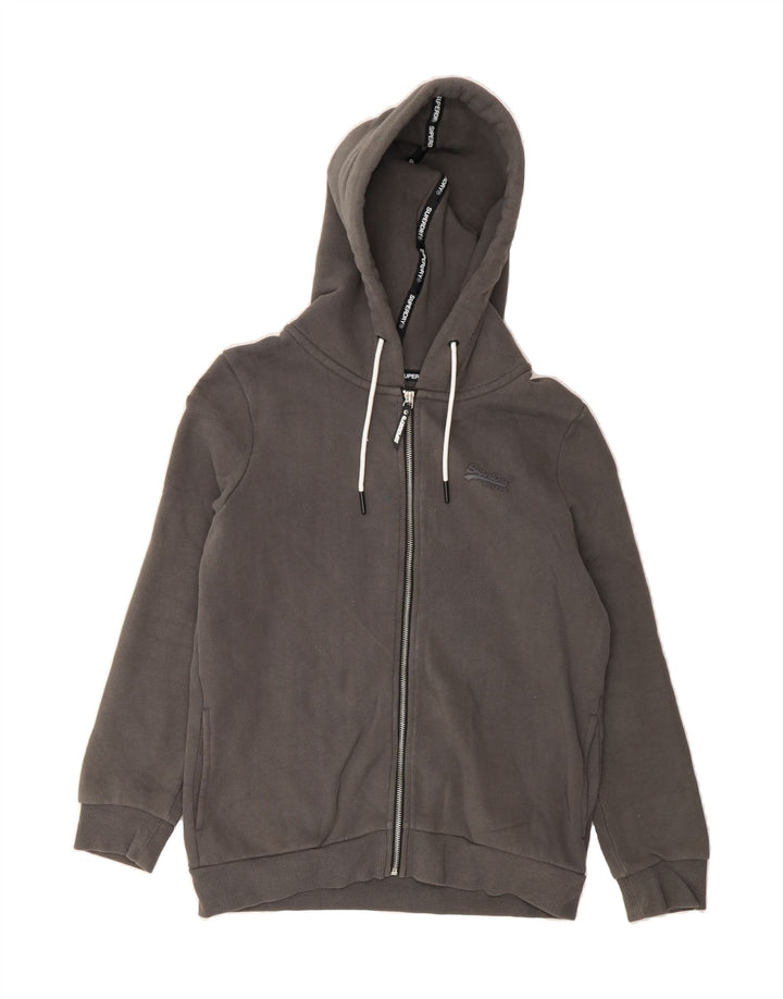 SUPERDRY Womens Oversized Zip Hoodie Sweater UK 10 Small Grey Cotton Vintage Superdry and Second-Hand Superdry from Messina Hembry 