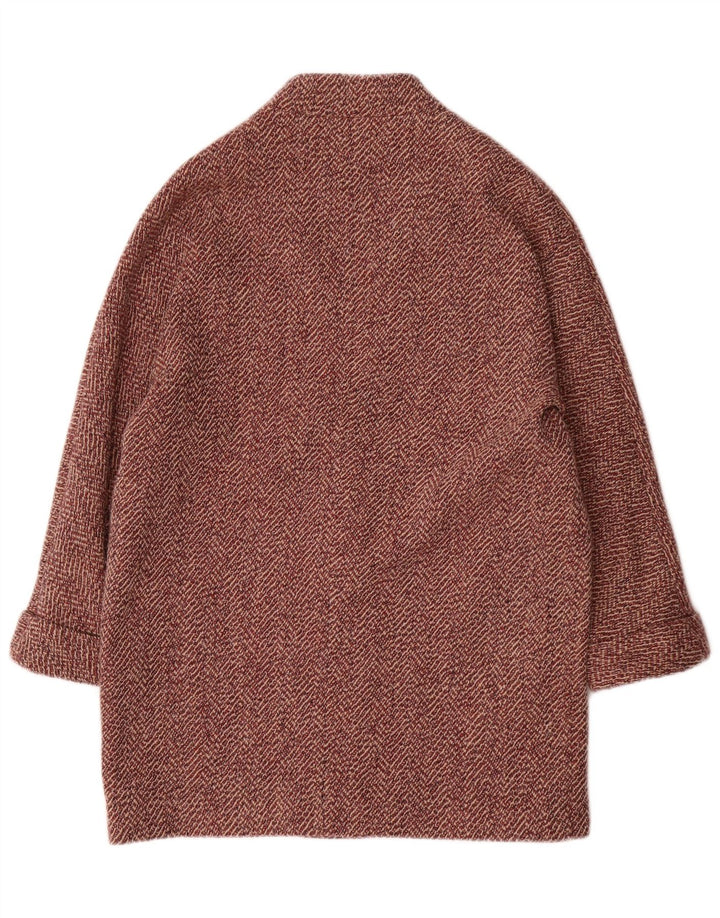 Massimo Dutti Dameoverfrakke UK 14 Medium Red Herringbone Viscose