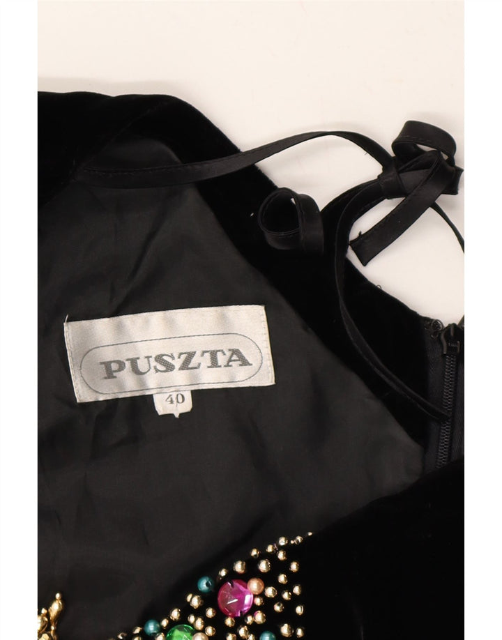 PUSZTA Womens 3/4 Sleeve Sheath Dress EU 40 Medium Black Polyester Vintage Puszta and Second-Hand Puszta from Messina Hembry 