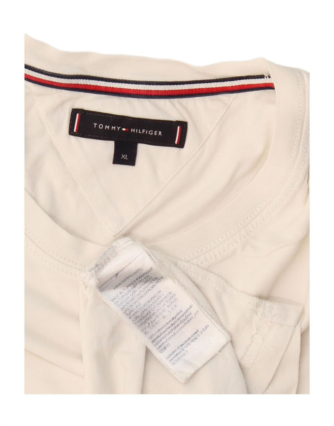 TOMMY HILFIGER Mens T-Shirt Top XL White Cotton