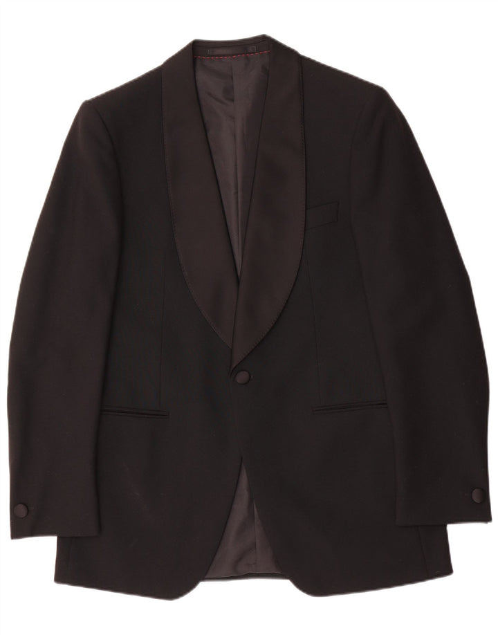 Wilvorst Herre 1 Knap Blazer Jakke EU 50 Stor Sort Uld