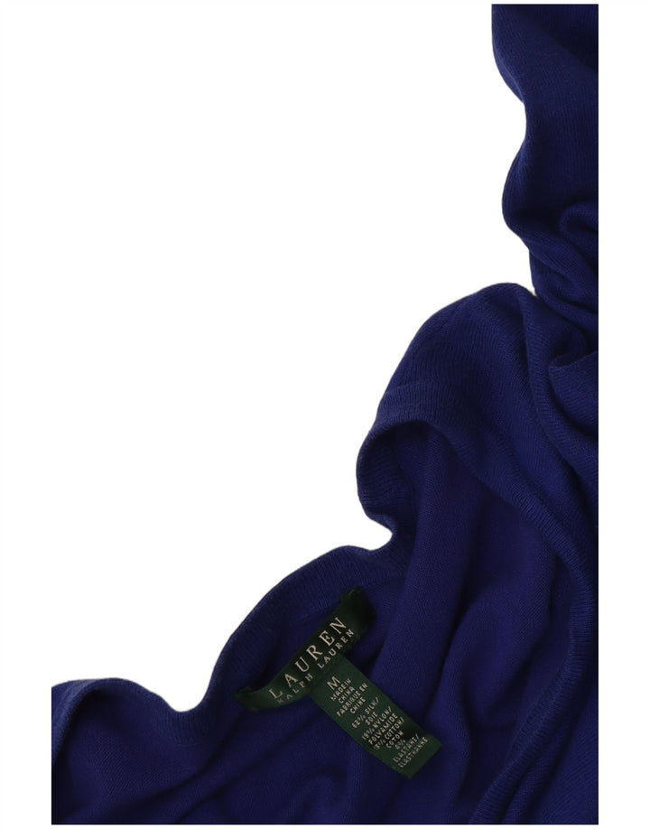 Ralph Lauren Dame Cardigan Sweater UK 12 Medium Blue Silke