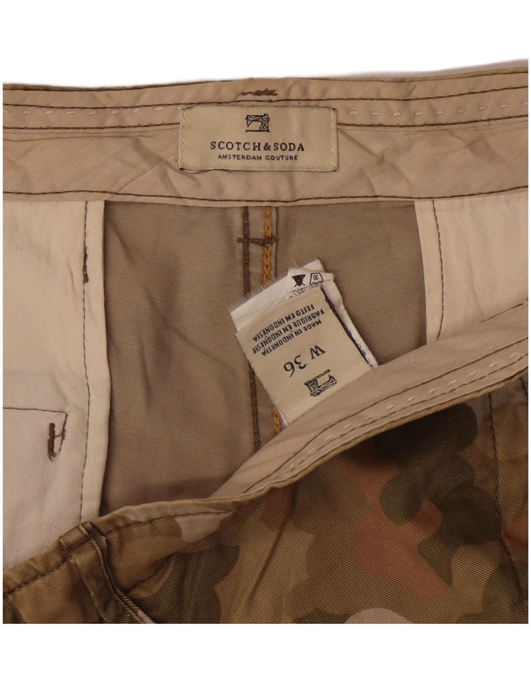 SCOTCH & SODA Chino Shorts til mænd W36 Large Khaki Camouflage Bomuld