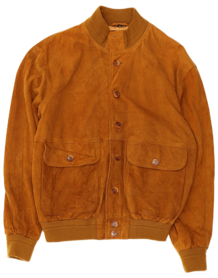 Vintage herre ruskind bomberjakke IT 48 Medium Beige Læder
