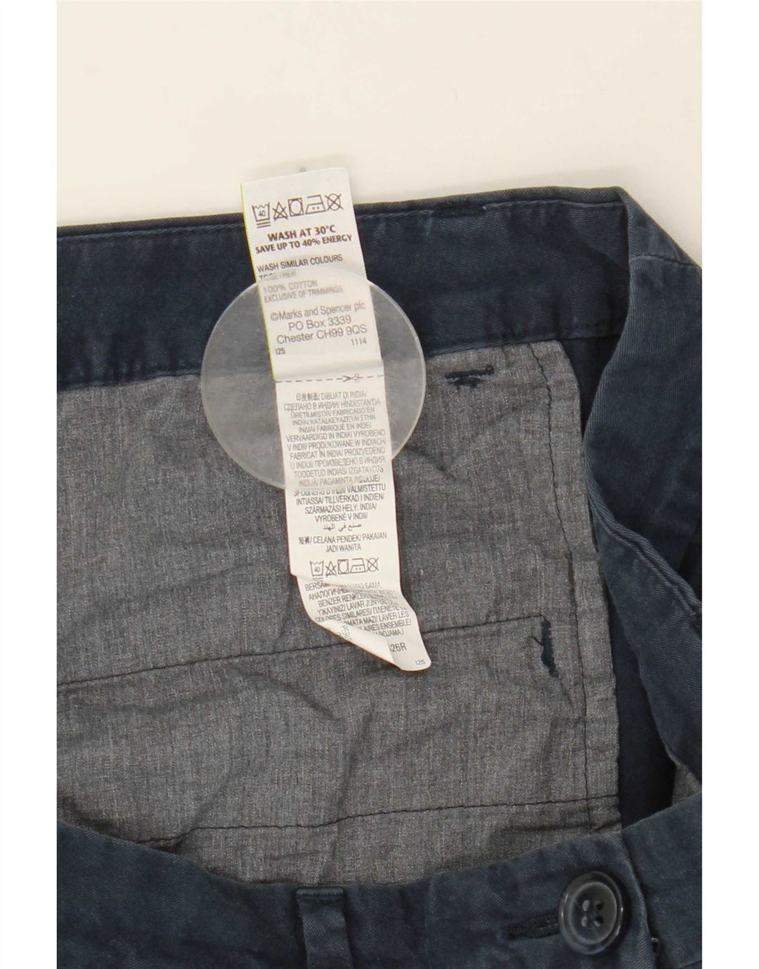 Marks & Spencer Chino Shorts til kvinder UK 12 Medium W31 Marineblå Bomuld