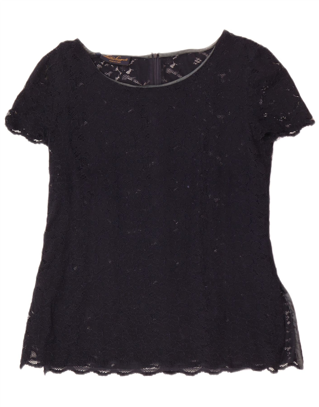 Luisa Spagnoli Dame Blouse Bluse Top IT 46 Large Navy Blue