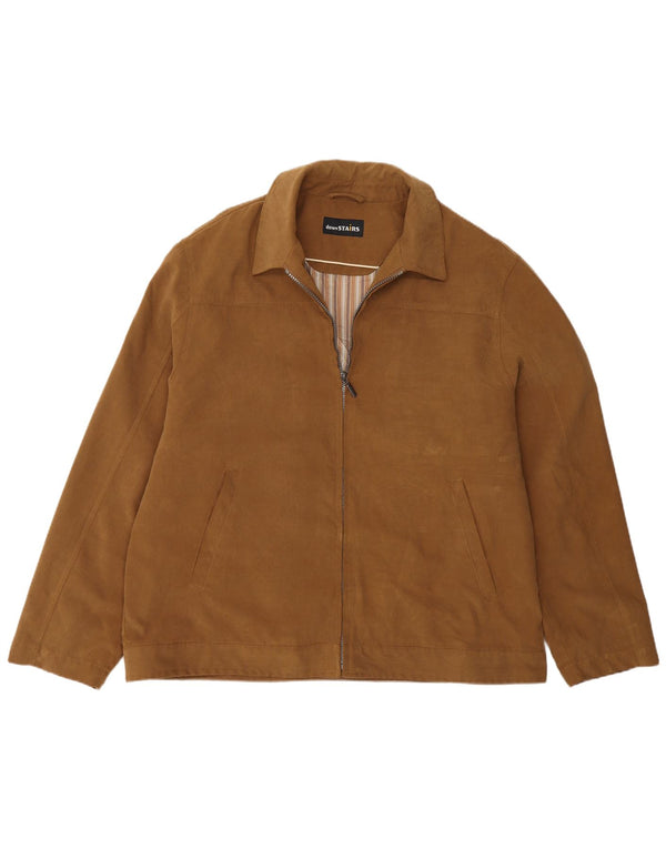 Vintage bomberjakke til mænd UK 46 3XL brun polyester