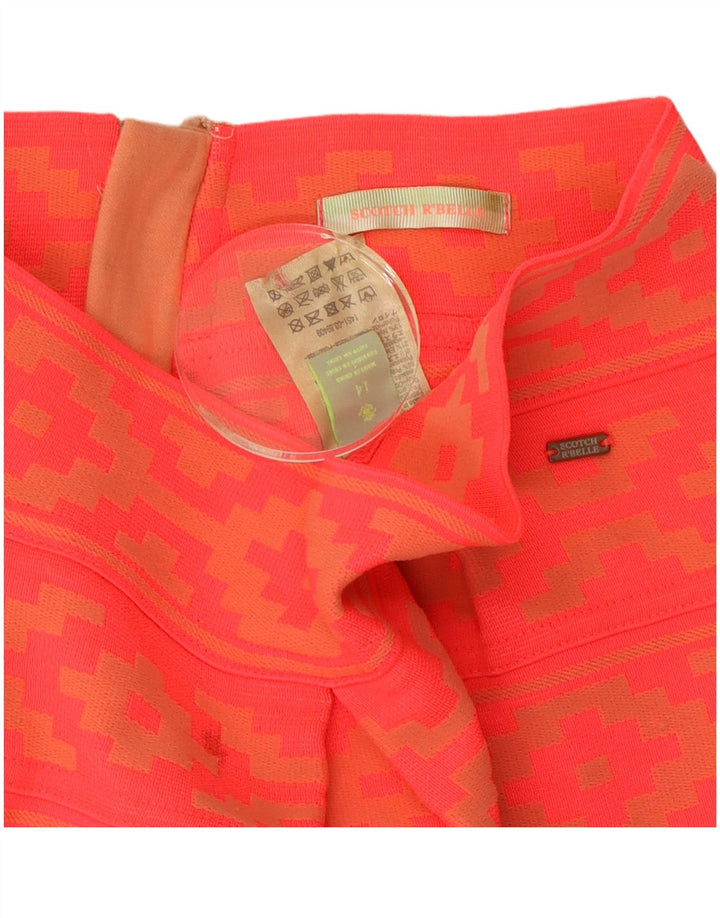Vintage A-Line nederdel til kvinder UK 14 Medium W28 Orange Geometrisk Polyester
