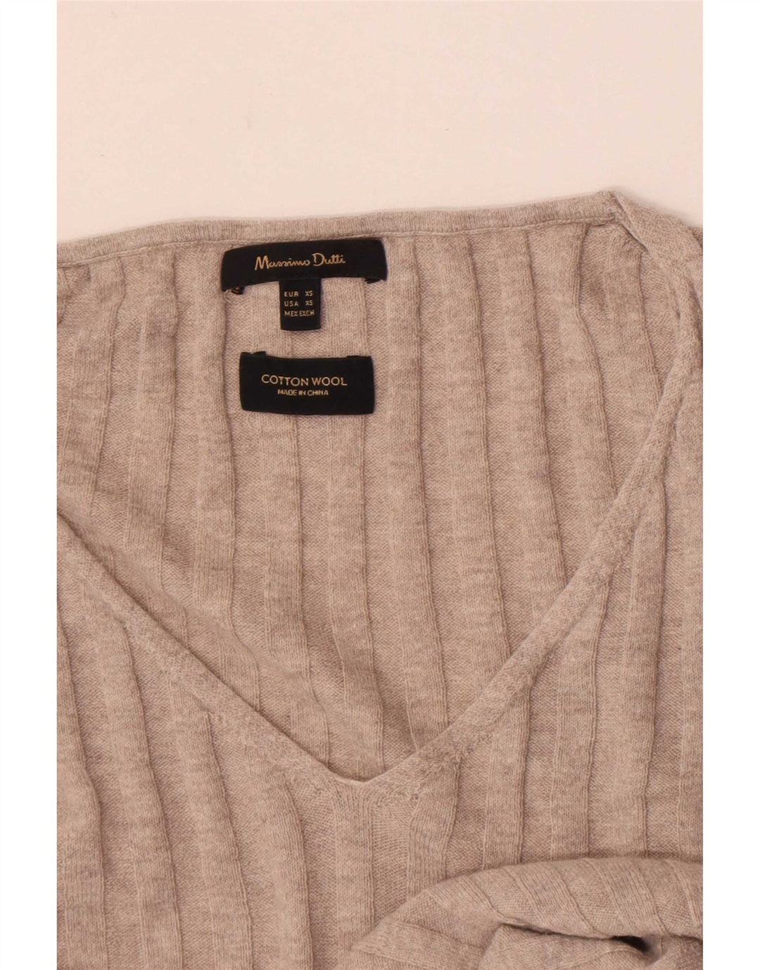 Massimo Dutti Dame V-hals sweater UK 6 XS Beige