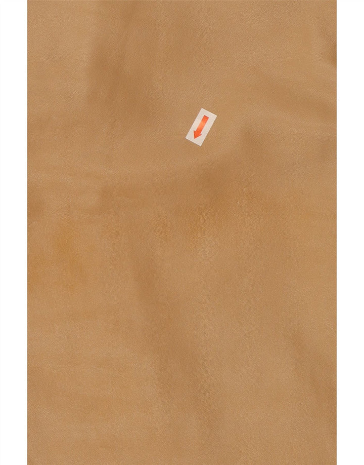 Stefanel Dame Læder Nederdel IT 48 XL W34 Beige Læder