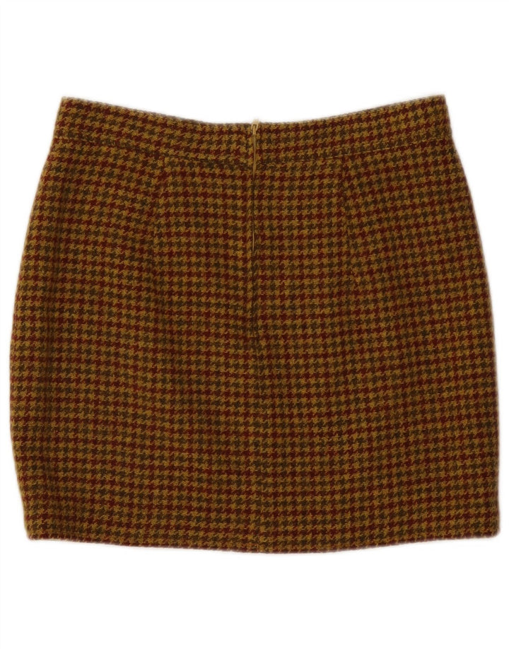 Vintage mininederdel til kvinder IT 46 Large W30 Brown Houndstooth Uld
