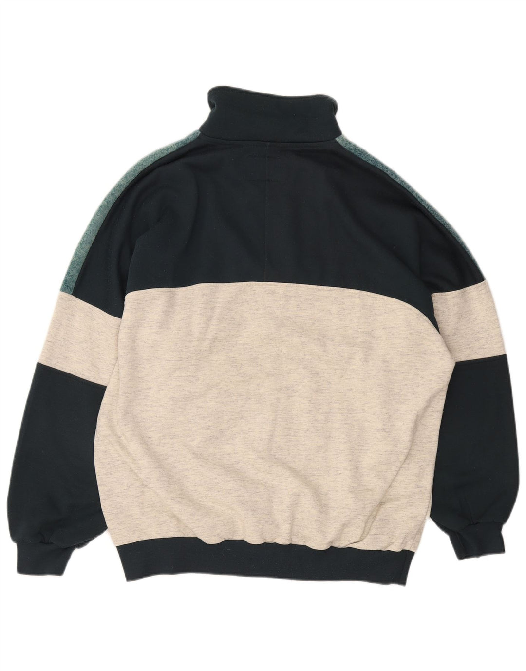 EXTE Herre grafisk zip-hals sweatshirt jumper stor grå farveblok