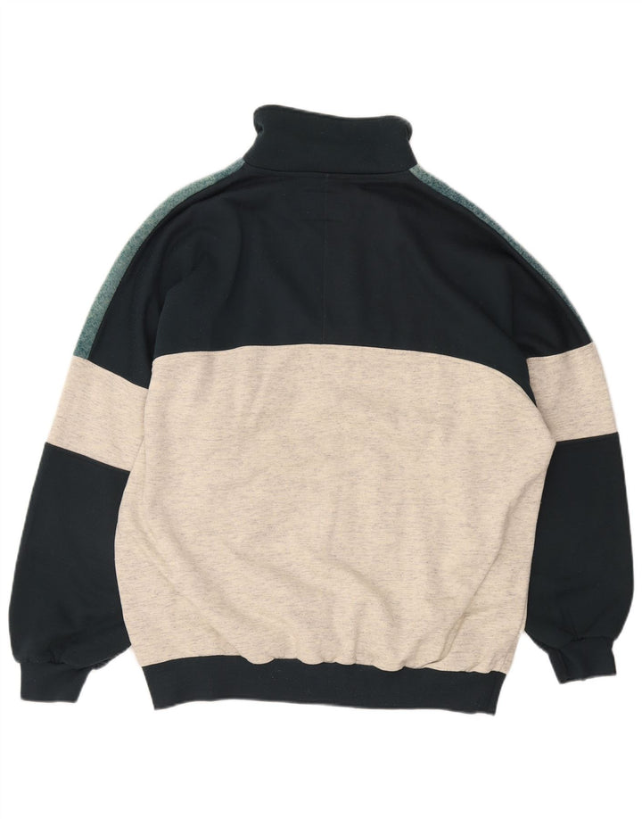 EXTE Herre grafisk zip-hals sweatshirt jumper stor grå farveblok
