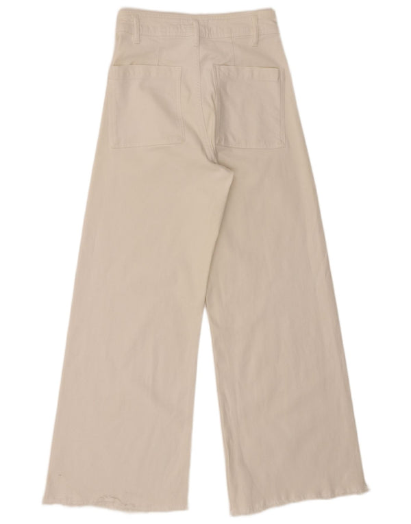 Zara Womens High Waist Wide Leg Casual Trousers EU 38 Small W28 L28 White