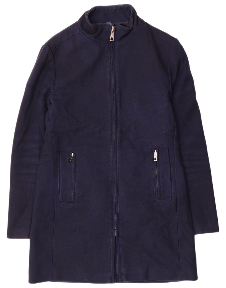 ZARA Overfrakke til mænd UK 40 Large Navy Blue Polyester