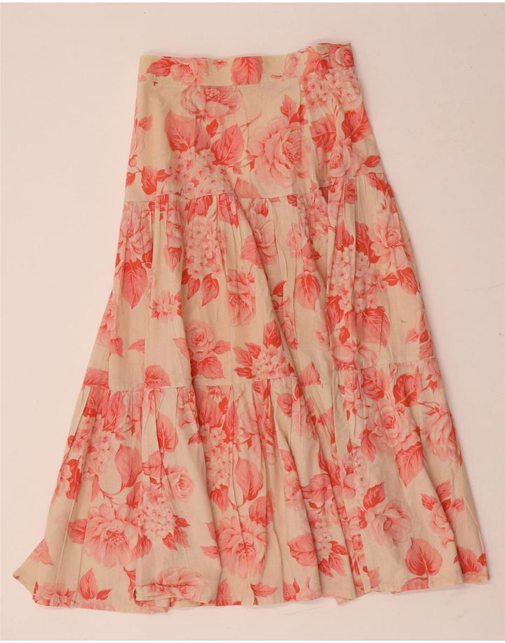 Vintage Dame Maxi Flared Skirt W26 Small Red Floral