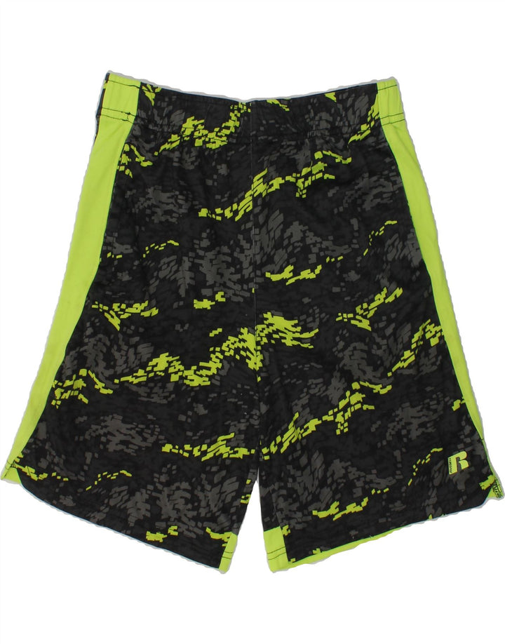 RUSSELL ATHLETIC Boys Crazy Pattern Sport Shorts 7-8 Years Medium  Black | Vintage Russell Athletic | Thrift | Second-Hand Russell Athletic | Used Clothing | Messina Hembry 