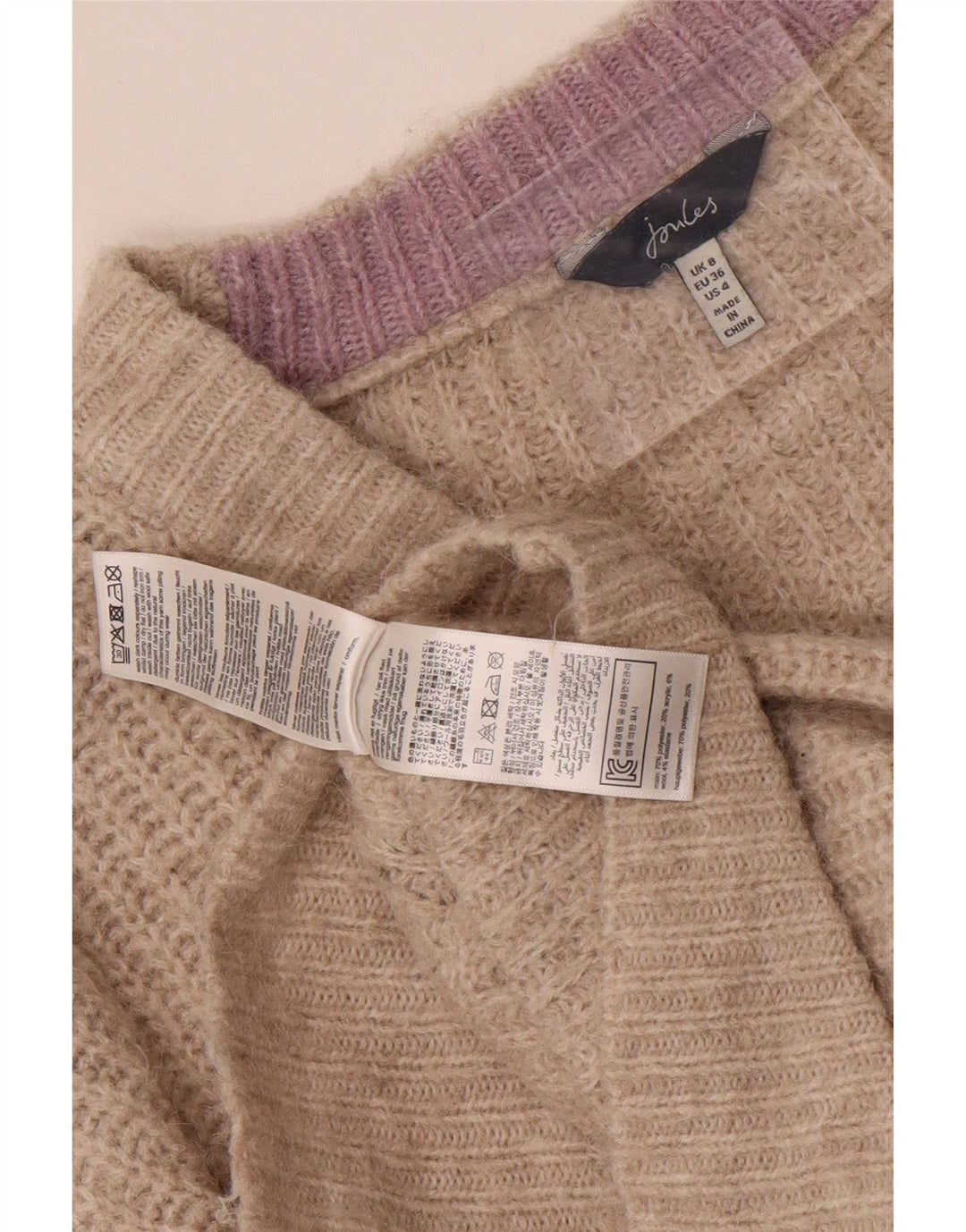 Joules Dame Oversized Cardigan Sweater UK 8 Small Beige Polyester