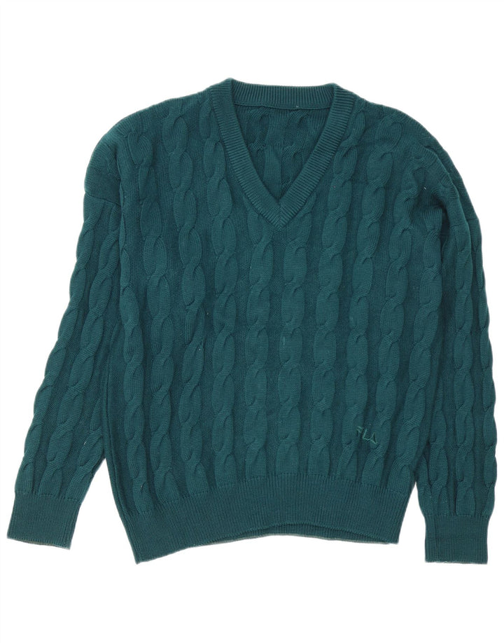 Fila Herre V-hals sweater IT 52 Stor Grøn Virgin Wool