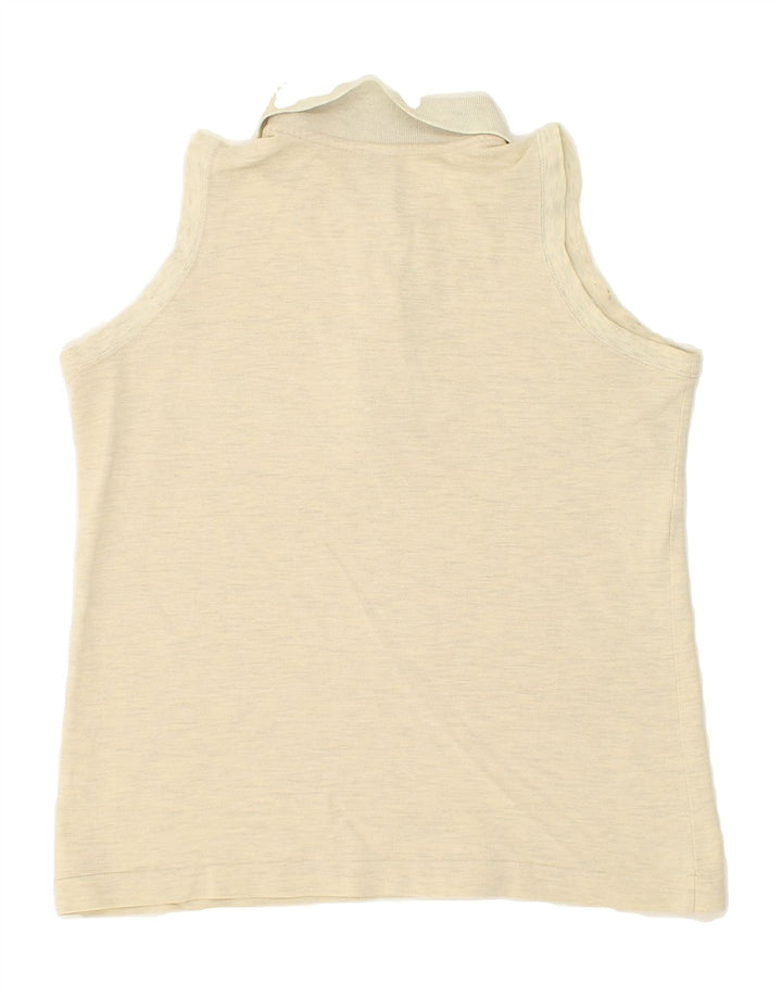 LOTTO Womens Sleeveless Polo Shirt UK 12 Medium Beige Polyester Vintage Lotto and Second-Hand Lotto from Messina Hembry 