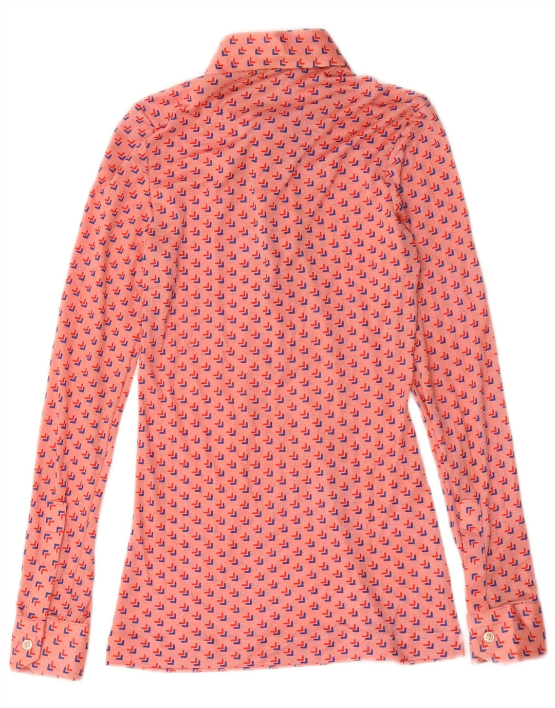 Vintage Dame Pullover Shirt Bluse UK 8 Small Pink Geometric